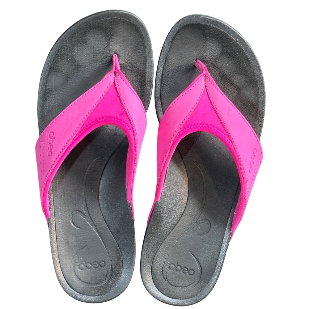 Abeo Balboa Sandals Womens 7.5N Pink Leather Textile Athletic Flip Flops W400